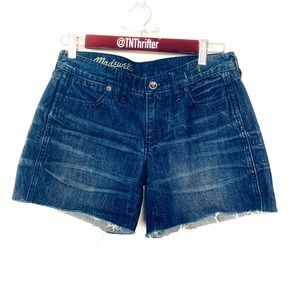 Madewell Women's Blue Denim Cutoff Shorts Raw Hem Size 26 Summer Casual Classic